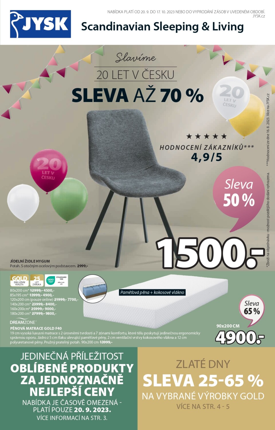 Leták JYSK 20.9.2023 – 17.10.2023